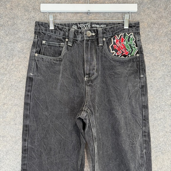 Ninth Hall Ambush Jeans Men 29 Embroidered Pockets Snake Eagle Baggy Denim Skate - Picture 3 of 16